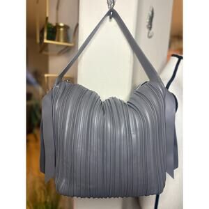 Paparazzi 'Life of the Party' Gray Pleated Vegan Shoulder/Tote Bag